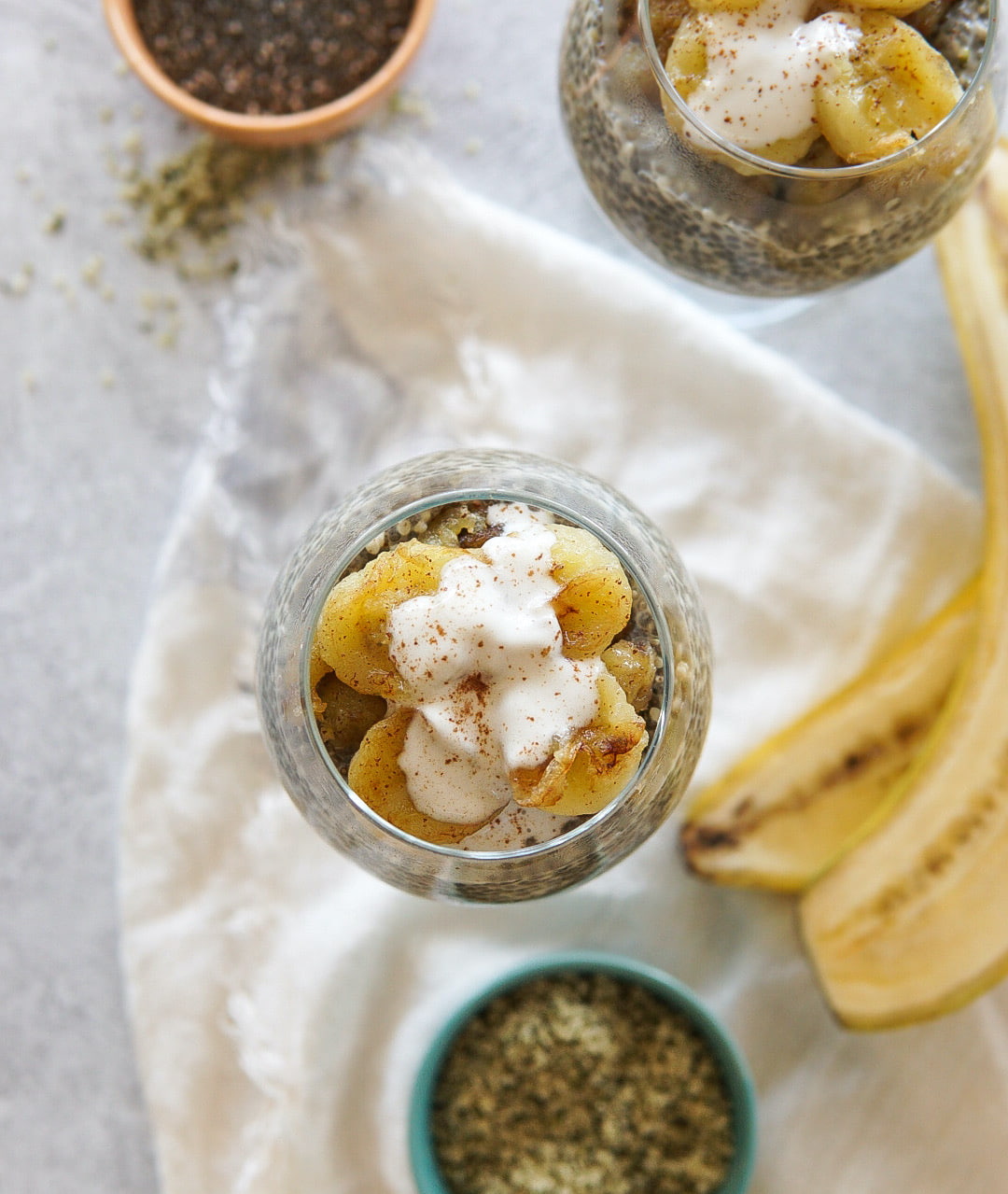 Chia Hemp Parfait with Caramelized Bananas