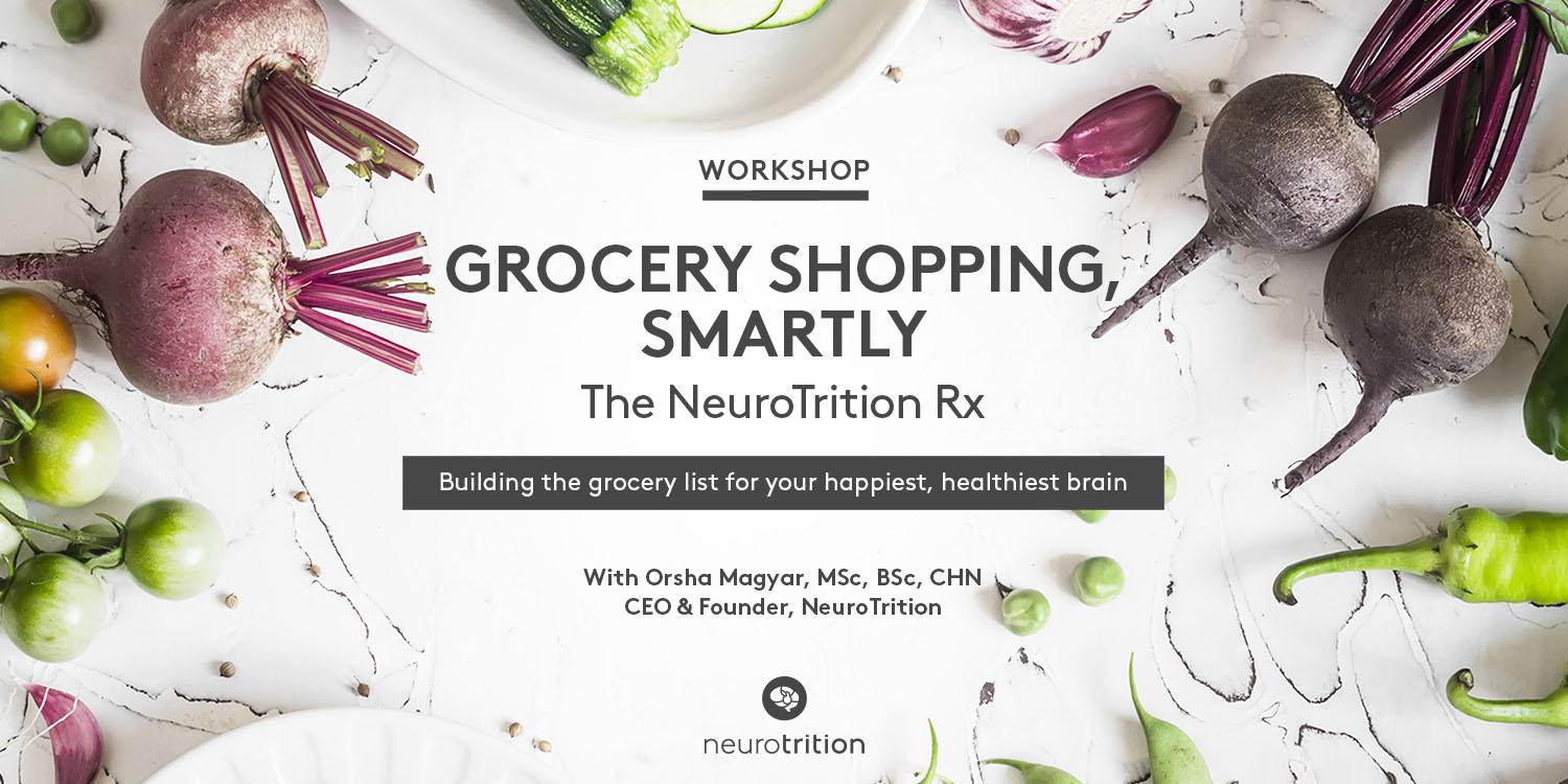 Event: Grocery Shopping Smarty - The NeuroTrition Rx Vegetables surround Title Grocery Shopping Smartly