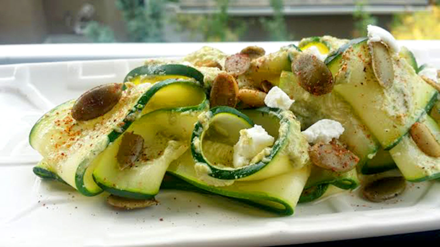 Raw Zucchini Ribbons with Pumpkin Seed Pesto