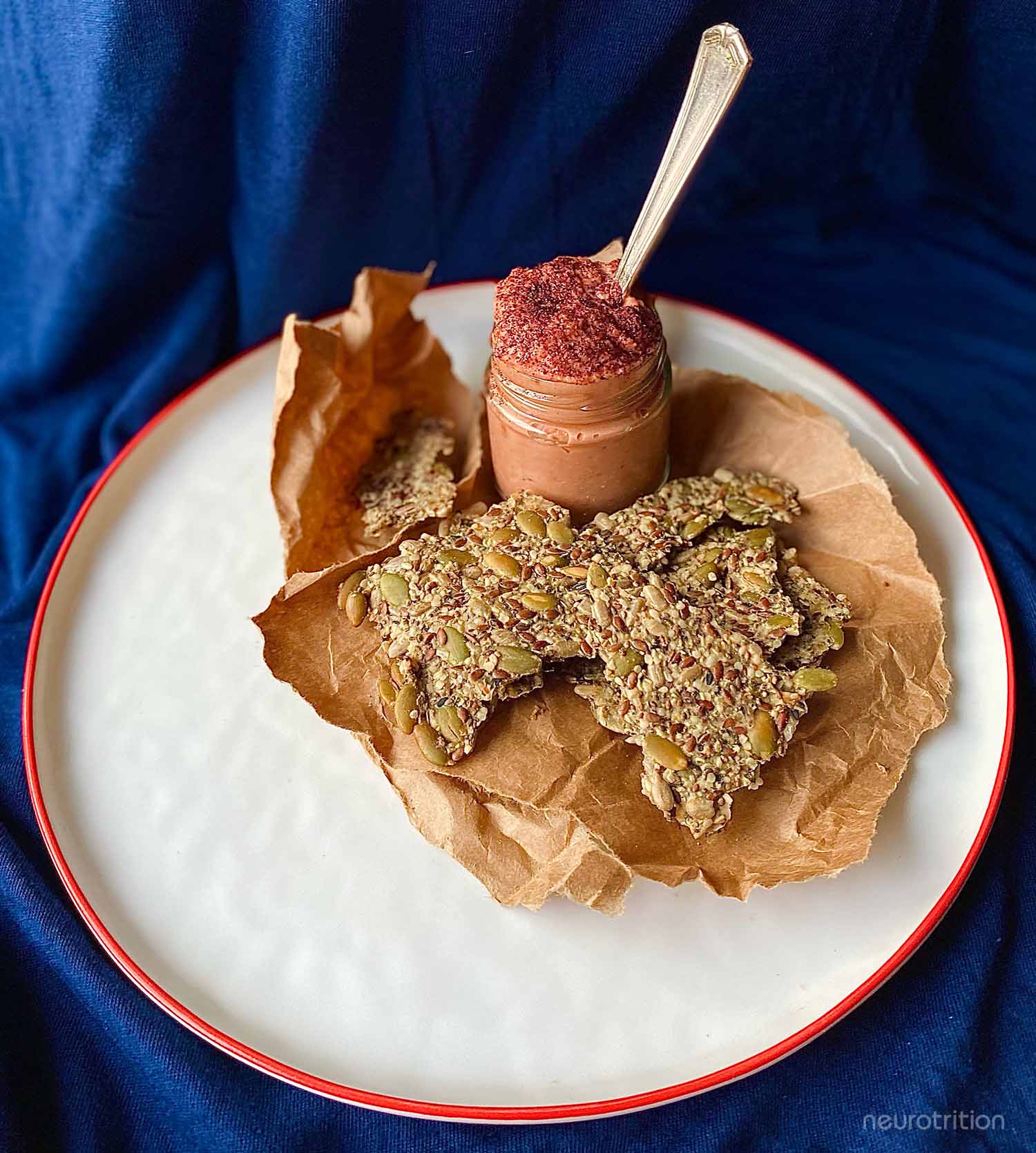 Red Beet Hummus and Hemp Seed Crackers